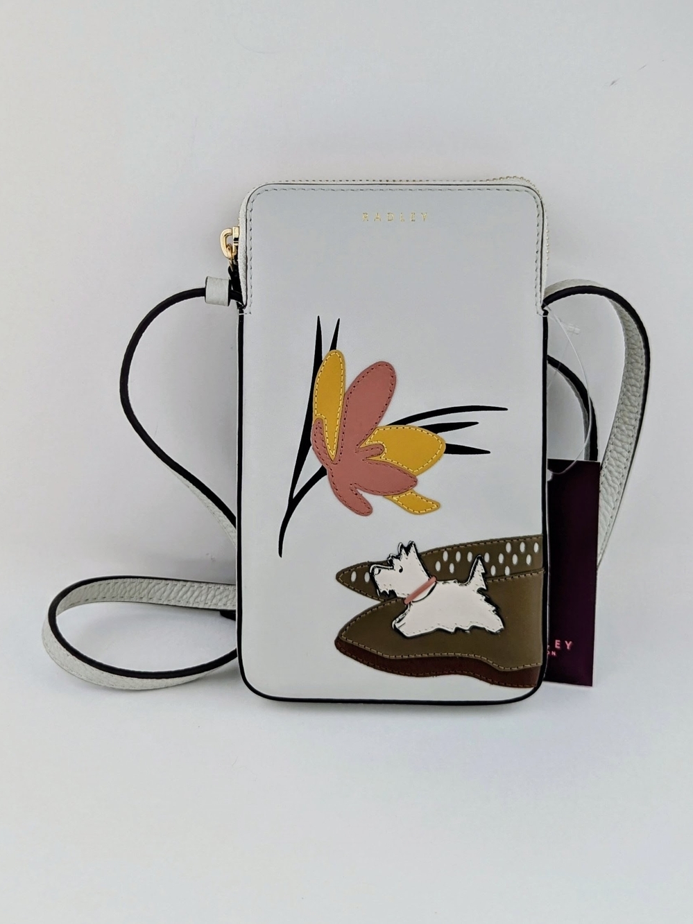 Radley London Spring Daze Leather Crossbody Phone Bag with Floral & Dog Appliqué